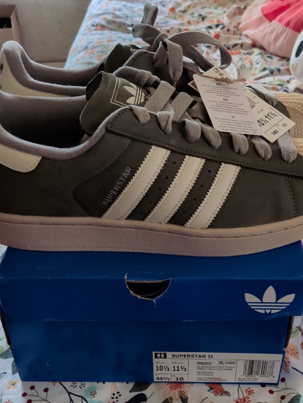 adidas Superstar II Grey Suede Sneakers with White Stripes